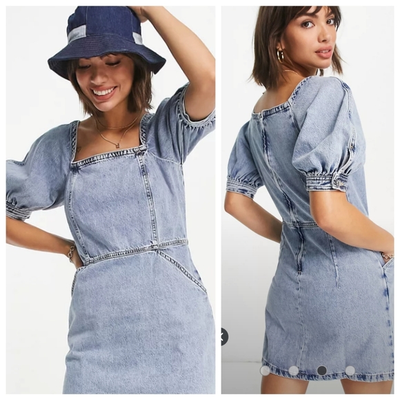 ASOS Dresses & Skirts - MANGO Puff Sleeve Denim Dress